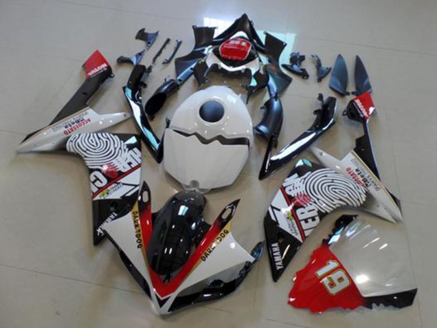 2007-2008 Yamaha YZF R1 Motorcycle Fairings - White Red Black Yellow Dark Dog Australia