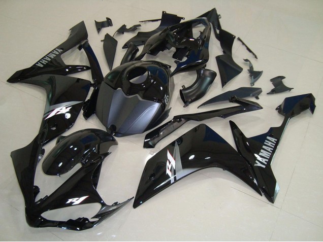 2007-2008 Yamaha YZF R1 Motorcycle Fairings - Glossy Black Matte Black White Decal Australia