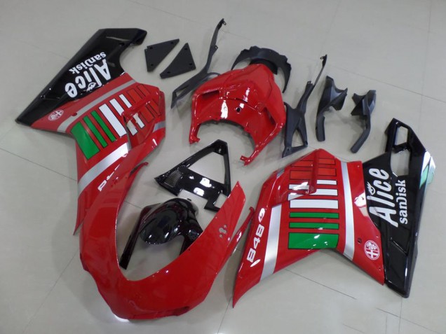 2007-2014 Ducati 848 Motorcycle Fairings - Red Silver Green Glossy Black Alice Sandisk Australia