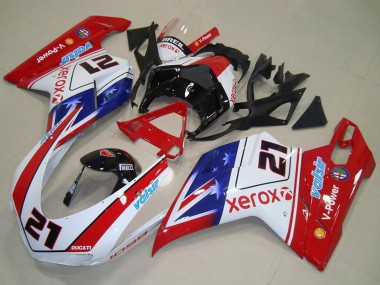 Affordable 2007-2014 Ducati 1098 Motorcycle Fairings - White Red Blue Glossy Black Valsir Xerox 21 Australia