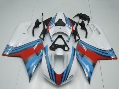 Affordable 2007-2014 Ducati 848 1098 1198 Motorcycle Fairings - White Blue Red Australia