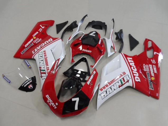 2007-2014 Ducati 848 1098 1198 Motorcycle Fairings - White Red Glossy Black Banner 7 Australia