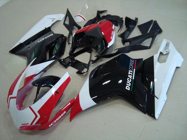 2007-2014 Ducati 1098 Motorcycle Fairings - White Red Glossy Black Corse Australia