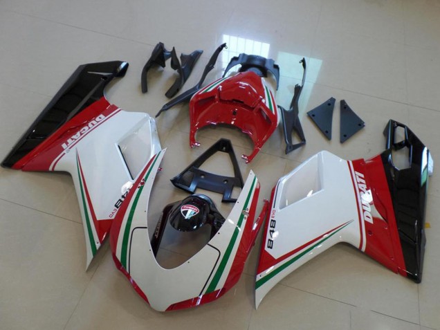 2007-2014 Ducati 848 Motorcycle Fairing - White Red Green Glossy Black Australia