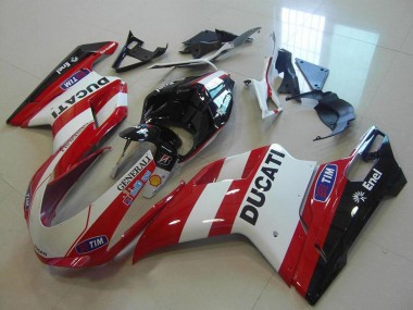 Affordable 2007-2014 Ducati 848 1098 1198 Motorcycle Fairings - White Red Black Generali Tim Australia