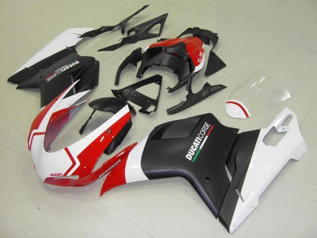 2007-2014 Ducati 1098 Motorcycle Fairings - White Red Matte Black Corse Australia