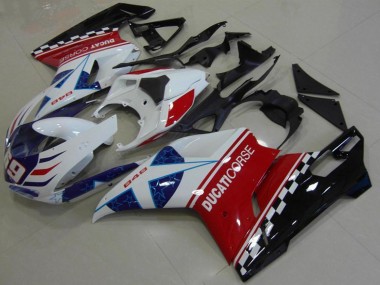 Affordable 2007-2014 Ducati 848 Motorcycle Fairing - White Red Blue Glossy Black Corse 69 Australia