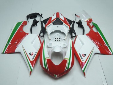 Affordable 2007-2014 Ducati 1098 Motorcycle Fairings - White Red Green Stripe Australia