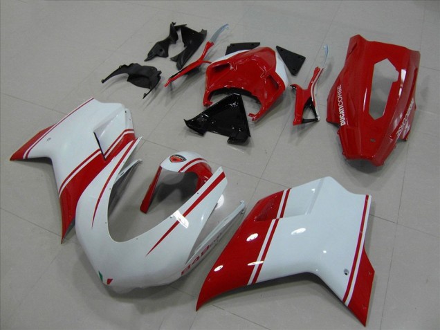 2007-2014 Ducati 848 Motorcycle Fairings - White Red Racing Version Australia