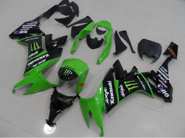2008-2010 Kawasaki ZX10R Motorcycle Fairings - Green Glossy Black Monster Australia