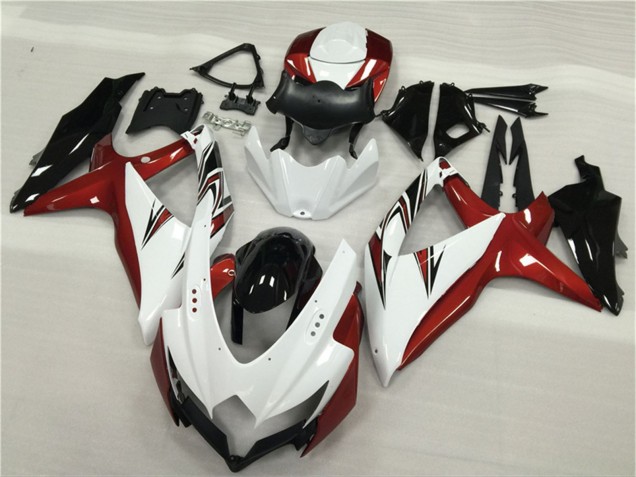 2008-2010 Suzuki GSXR 600/750 Motorcycle Fairings - White Red Glossy Black Australia