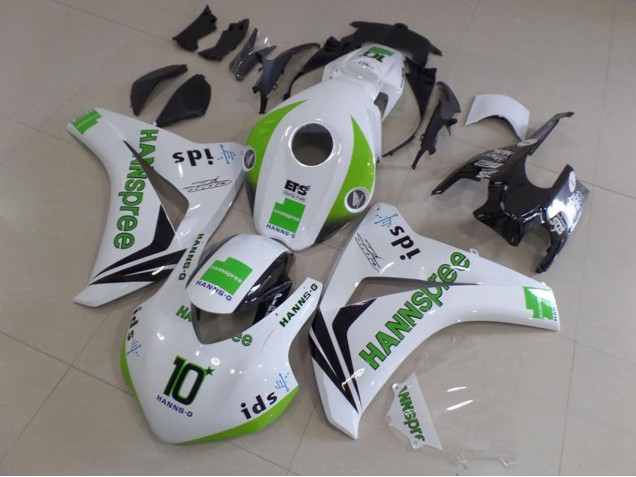 2008-2011 Honda CBR1000RR Motorcycle Fairings - White Green Glossy Black Hannspree 10 Australia