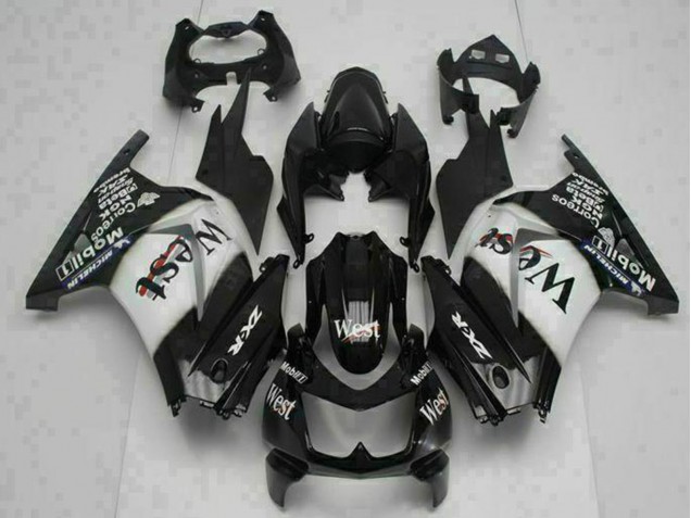 2008-2012 Kawasaki EX250 Motorcycle Fairings - Glossy Black White West Australia