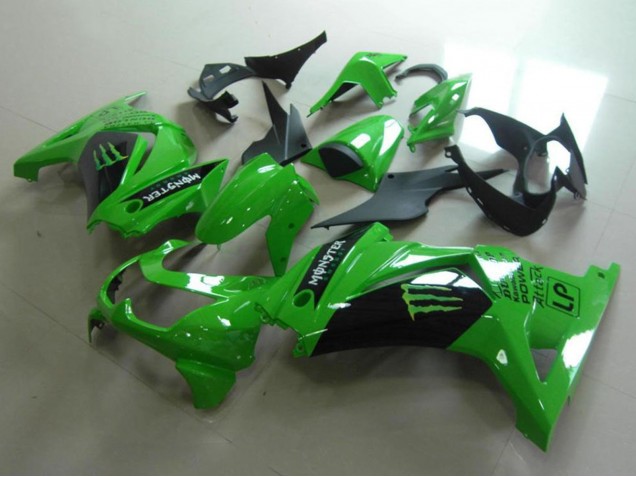 2008-2012 Kawasaki ZX250R Motorcycle Fairings - Green Glossy Black Monster Australia