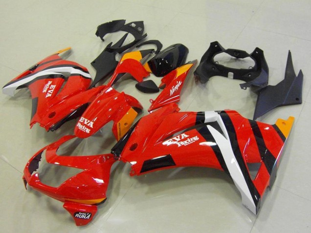 2008-2012 Kawasaki ZX250R Motorcycle Fairings - Red Orange White Black Eva Racing Australia