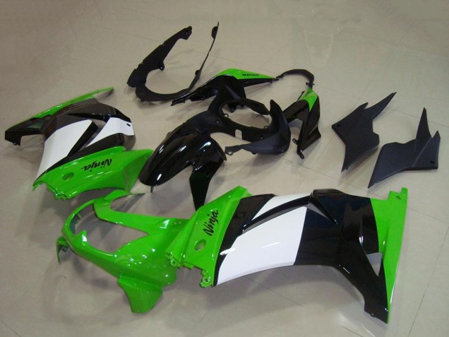 2008-2012 Kawasaki ZX250R Motorcycle Fairings - Green White Glossy Black Australia