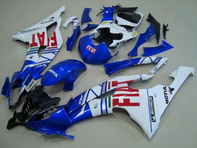 2008-2016 Yamaha YZF R6 Motorcycle Fairings - White Blue Red Fiat Motul Michelin Australia