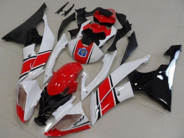 2008-2016 Yamaha YZF R6 Motorcycle Plastics - White Red Glossy Black Australia
