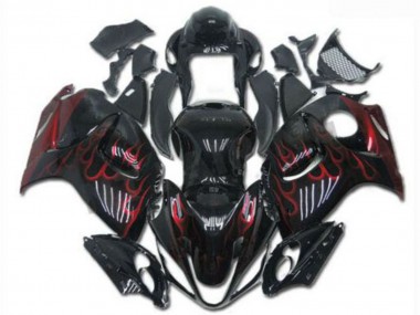 Affordable 2008-2020 Suzuki GSXR 1300 Hayabusa Motorcycle Fairings - Glossy Black Red Flame Australia