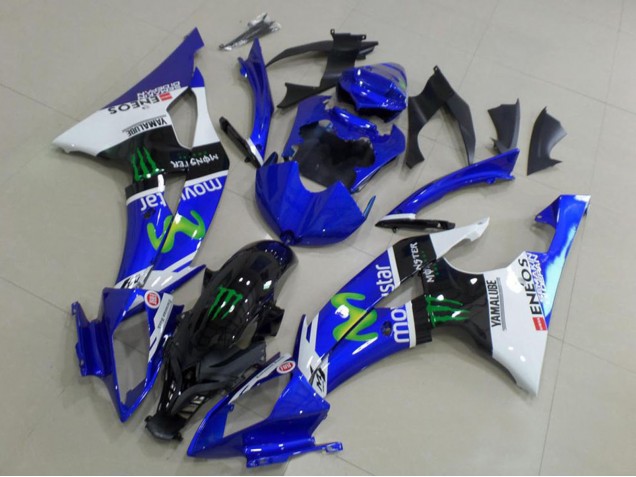 2008-2016 Yamaha YZF R6 Motorcycle Fairings - White Blue Glossy Black Green Monster MoviStar Australia