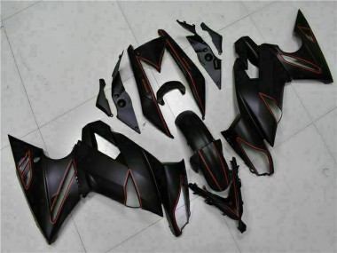 Affordable 2009-2011 Kawasaki EX650 Motorcycle Fairings - Matte Black Red Stripe Australia
