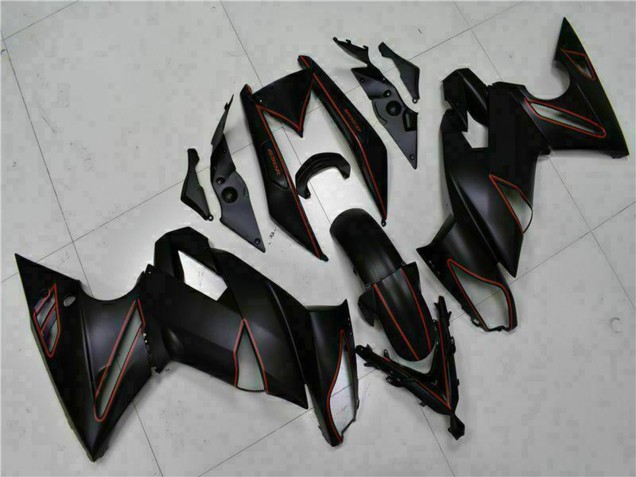 2009-2011 Kawasaki EX650 Motorcycle Fairings - Matte Black Red Stripe Australia