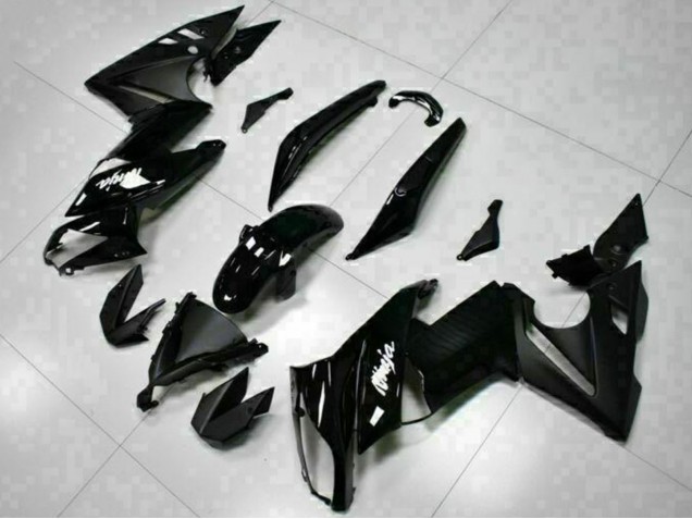 2009-2011 Kawasaki EX650 Motorcycle Fairings - Glossy Black White Decal Australia