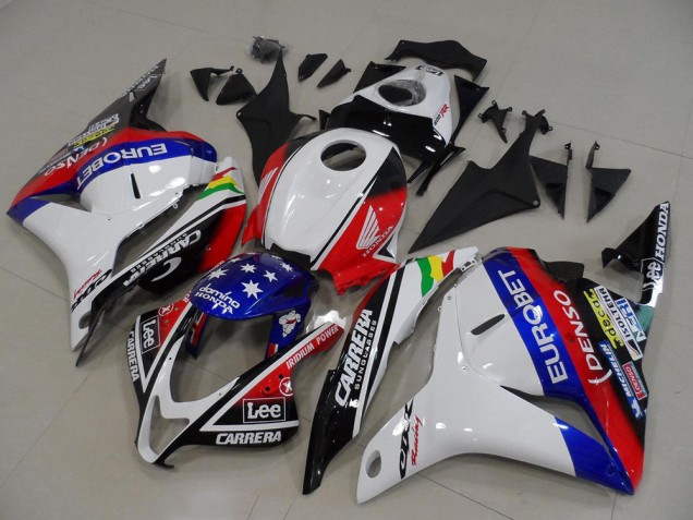 2009-2012 Honda CBR600RR Motorcycle Fairings - White Red Blue Glossy Black EuroBet Lee Star Australia