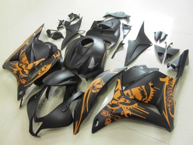 Affordable 2009-2012 Honda CBR600RR Motorcycle Fairings - Matte Black Orange Skull Australia