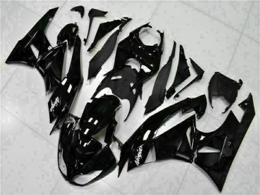 Affordable 2009-2012 Kawasaki ZX6R Motorcycle Fairings - Glossy Black White Ninja Australia