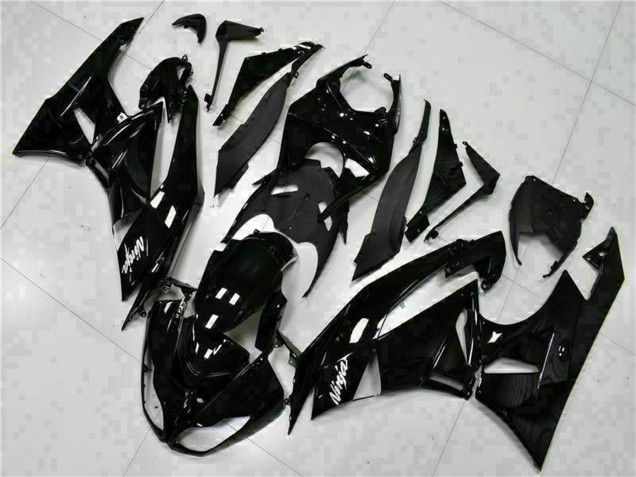 2009-2012 Kawasaki ZX6R Motorcycle Fairings - Glossy Black White Ninja Australia