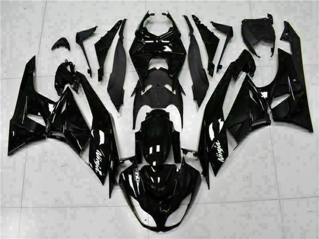 2009-2012 Kawasaki ZX6R Motorcycle Fairings - Glossy Black White Ninja Australia