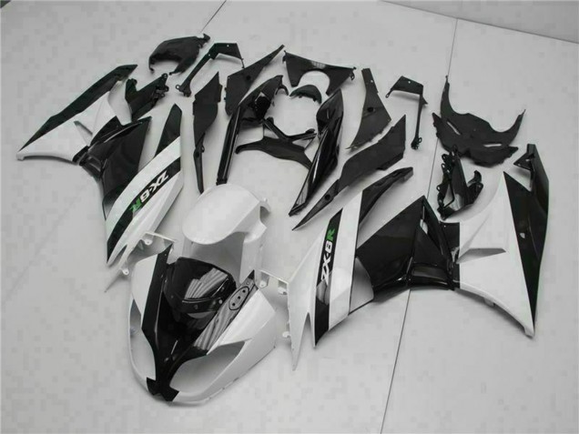 2009-2012 Kawasaki ZX6R Motorcycle Fairings - Glossy Black White Australia