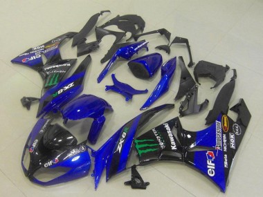 Affordable 2009-2012 Kawasaki ZX6R Motorcycle Fairings - Blue Glossy Black Green Elf Monster Bridgestone Australia