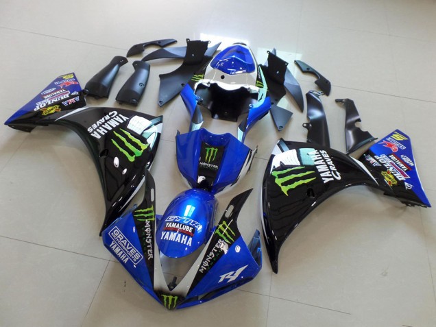 2012-2014 Yamaha YZF R1 Motorcycle Fairings - Blue White Glossy Black Green Graves Yamalube Monster Australia