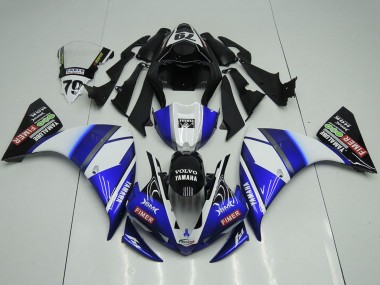 Affordable 2012-2014 Yamaha YZF R1 Motorcycle Fairings - White Blue Glossy Black Volvo Fimer Yamalube Australia