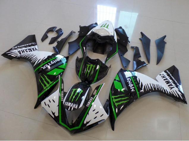 2012-2014 Yamaha YZF R1 Motorcycle Fairing - White Black Green Monster Australia