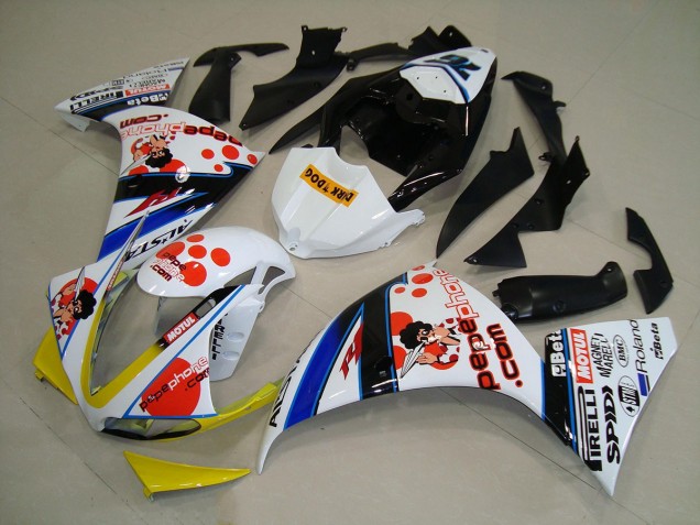 2012-2014 Yamaha YZF R1 Motorcycle Fairings - White Orange Yellow Blue Black Pepe Phone Australia