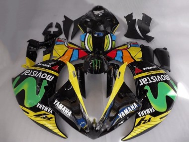 Affordable 2012-2014 Yamaha YZF R1 Motorcycle Fairings - Glossy Black Yellow Green White Blue MoviStar Monster Australia