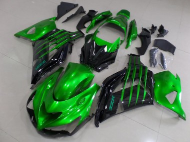 Affordable 2012-2024 Kawasaki ZX14R ZZR1400 Motorcycle Fairings - Green Glossy Black Australia