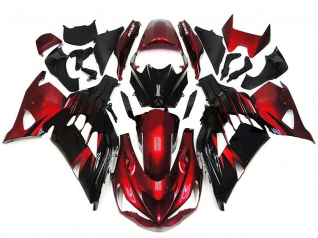 2012-2024 Kawasaki ZX14R ZZR1400 Motorcycle Fairings - Red Glossy Black Australia