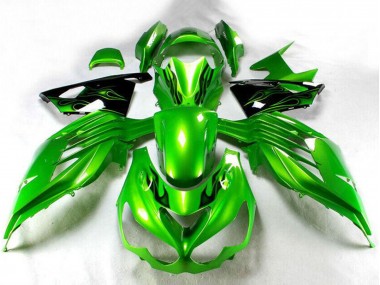 Affordable 2012-2024 Kawasaki ZX14R ZZR1400 Motorcycle Fairing - Green Glossy Black Australia