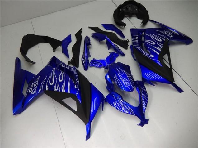 2013-2024 Kawasaki Ninja 300 EX300R Motorcycle Fairings - Blue Black White Flame Australia
