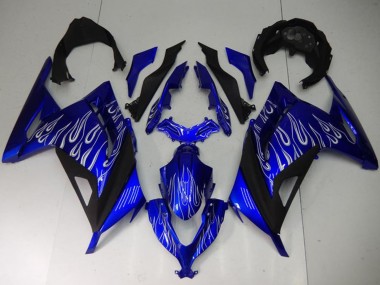 Affordable 2013-2024 Kawasaki Ninja 300 EX300R Motorcycle Fairings - Blue Black White Flame Australia