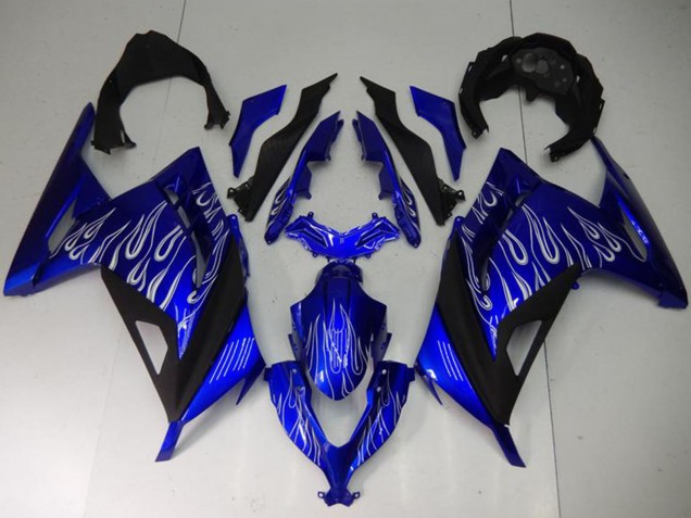 2013-2024 Kawasaki Ninja 300 EX300R Motorcycle Fairings - Blue Black White Flame Australia