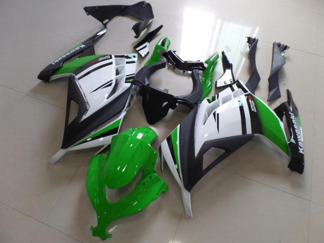 2013-2018 Kawasaki ZX300R Motorcycle Fairings - White Green Matte Black Australia