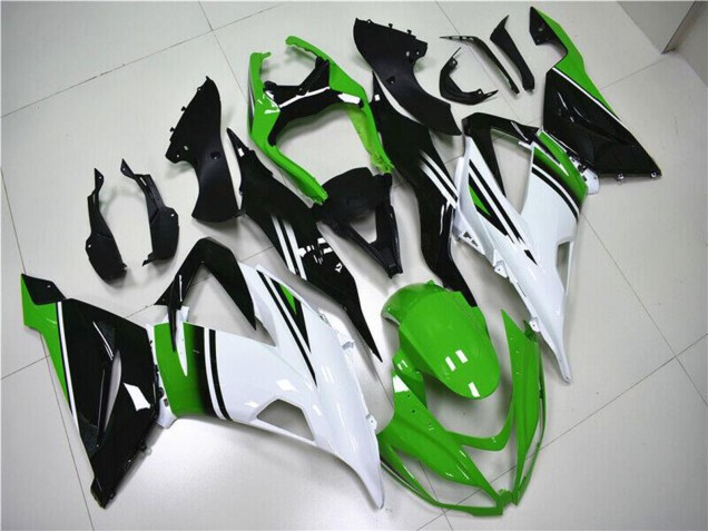 2013-2018 Kawasaki ZX6R Motorcycle Fairings - Green White Glossy Black Australia