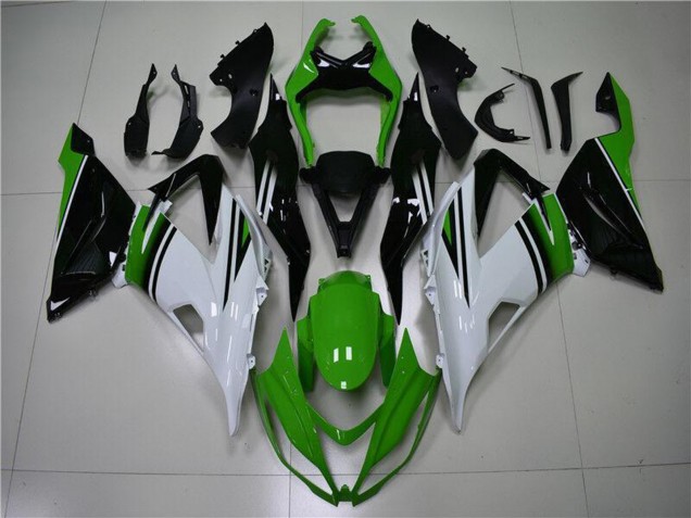 2013-2018 Kawasaki ZX6R Motorcycle Fairings - Green White Glossy Black Australia