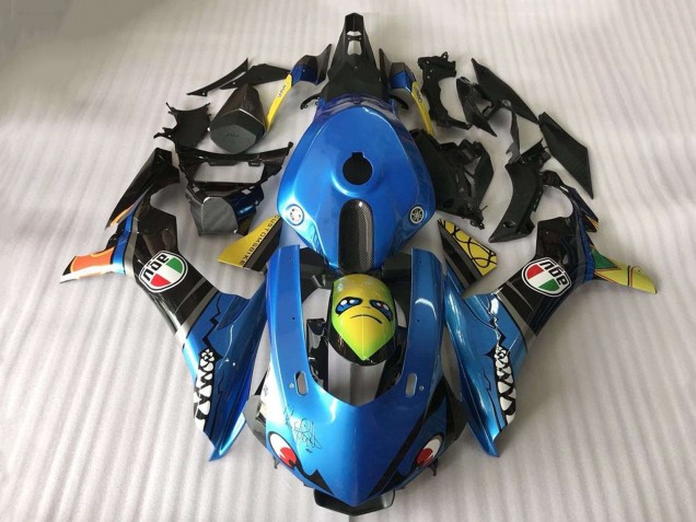 2015-2019 Yamaha YZF R1 Motorcycle Fairing - Blue Yellow Shark Australia