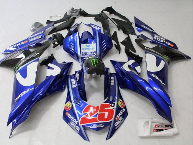 2017-2023 Yamaha YZF R6 Motorcycle Fairing - White Blue Green Monster MoviStar Australia